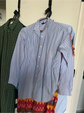 rag & bone Light Blue and Pink Striped Button-Down Shirt